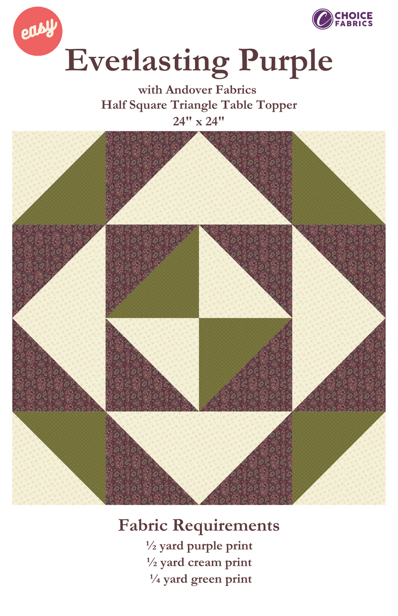 Everlasting Purple - Half Square Triangle Table Topper - Quilt Kit