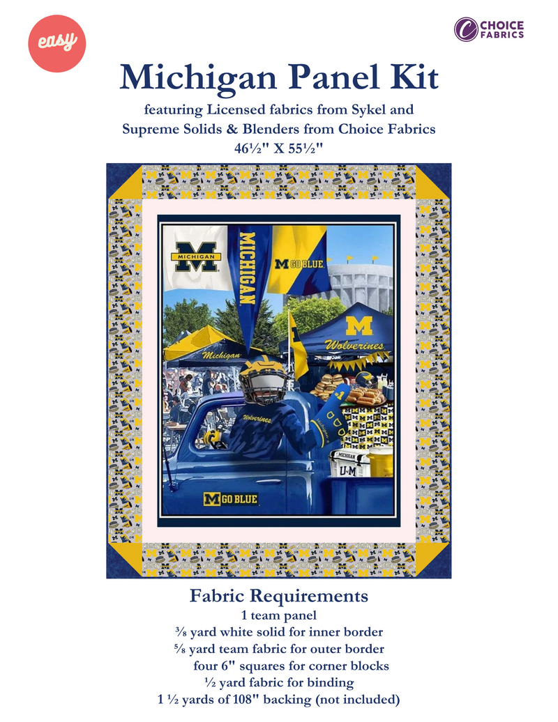 Michigan Wolverines - Tailgate Panel - Quilt Kit