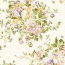 Cream Beautiful Bouquet Cotton 43"/44" Fabric Per Yard