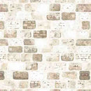 Cream Taupe Castle Wall Wideback Cotton Fabric per yard