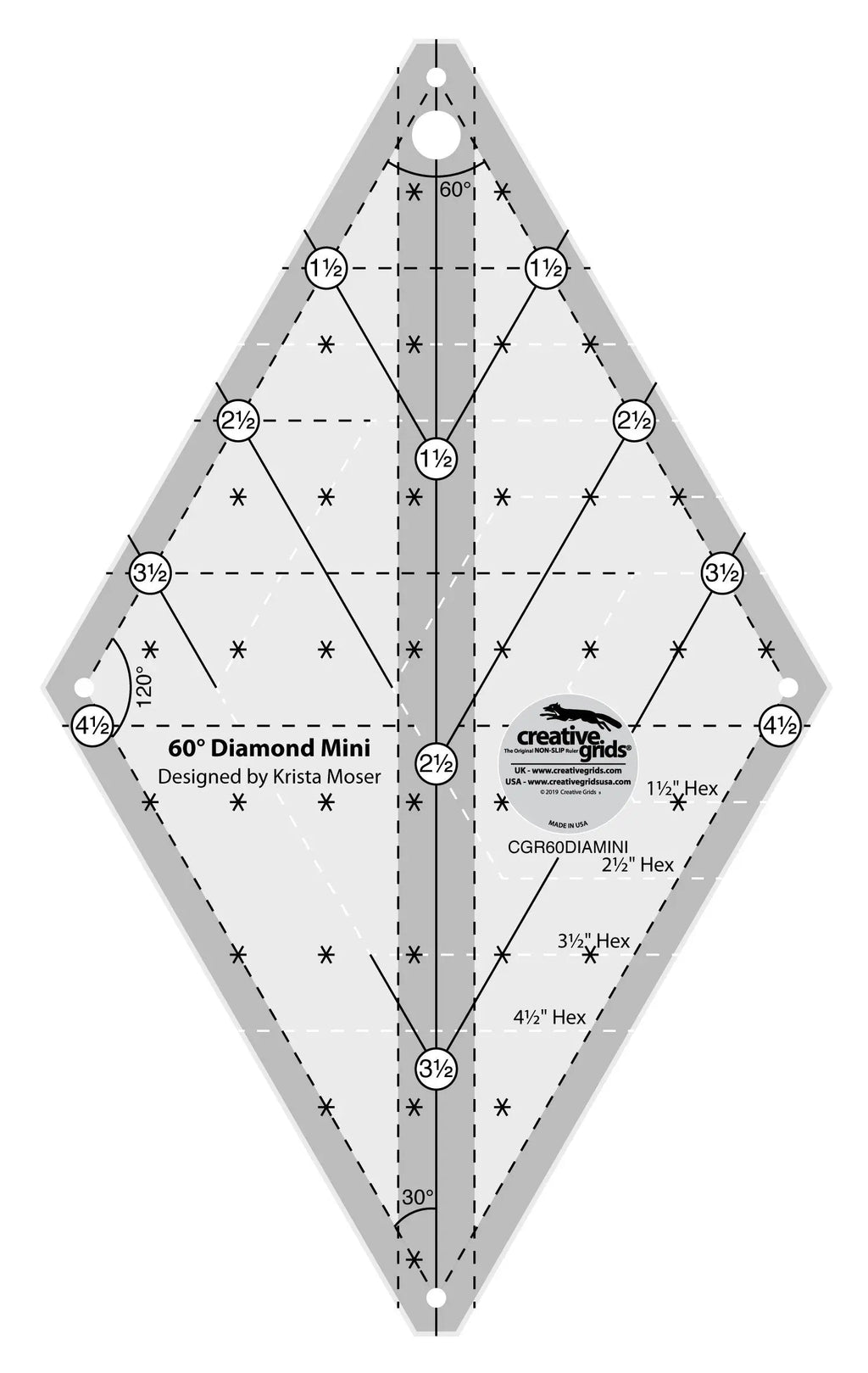 Diamond Strip Ruler Creative Grids 60 Degree Mini Diamond Ruler