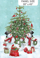 Snowman Panel Turq Multi - Holly Jolly