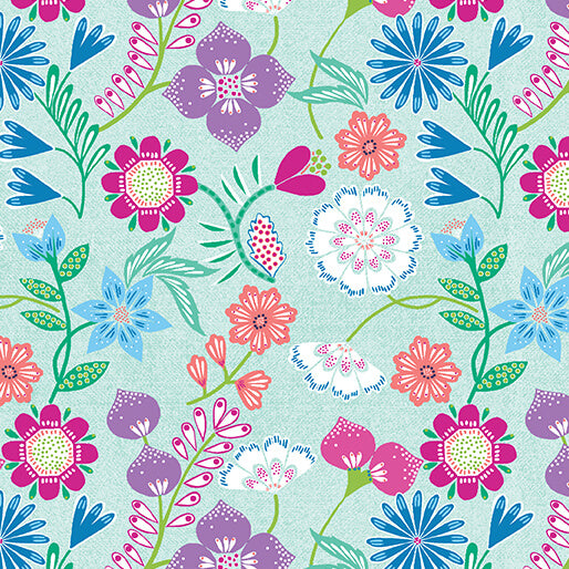 Blooming Denim - Blooms - Aqua