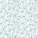 Doodle Baby Flannel - Dream Flower - Turquoise/White