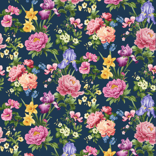 Garden Symphony - Allover Flowers - Teal