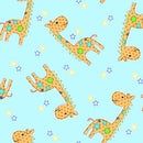 Comfy Flannel - Tossed Giraffes - Aqua