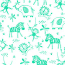 Comfy Flannel - Jungle Animals - White