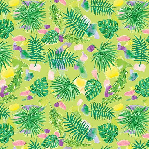 Starlight Safari - Scattered Leaves - Lime
