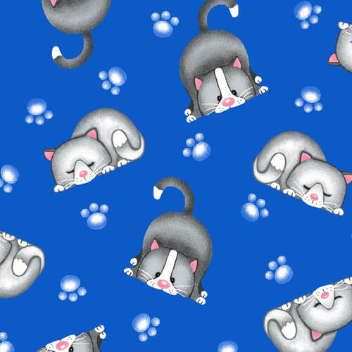 Comfy Flannel - Sleepy Cats - Blue