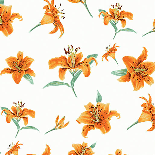 A Painted Garden - Tiger Lilies - White