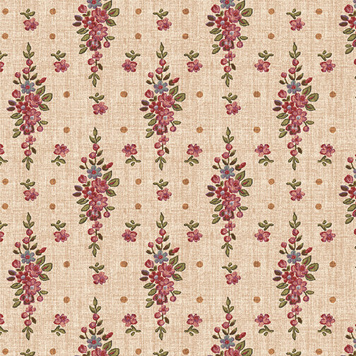 English Autumn - Floral Stripe - Light Peach
