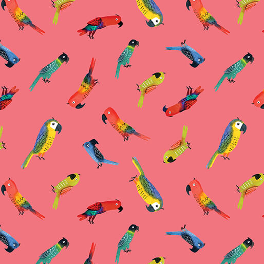 Safari Fun - Parrots - Coral Pink