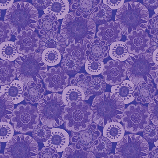 Sunshine Cats - Happy Flowers - Dark Purple