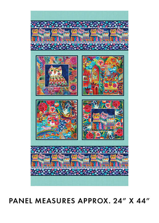 Sunshine Cats - Panel - Turquoise
