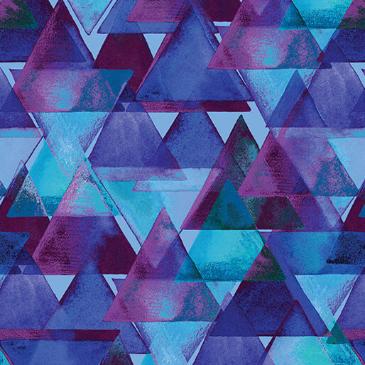 Watercolor Geometry - Raining Triangles - Teal/Purple