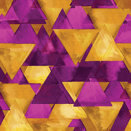 Watercolor Geometry - Raining Triangles - Gold/Fuchsia