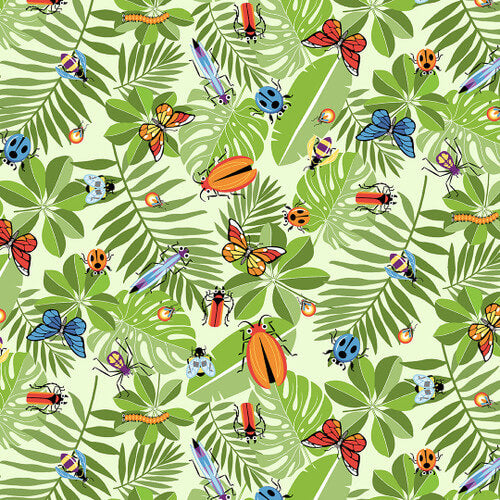 Bug Bug Bug - Allover Leaves and Bugs