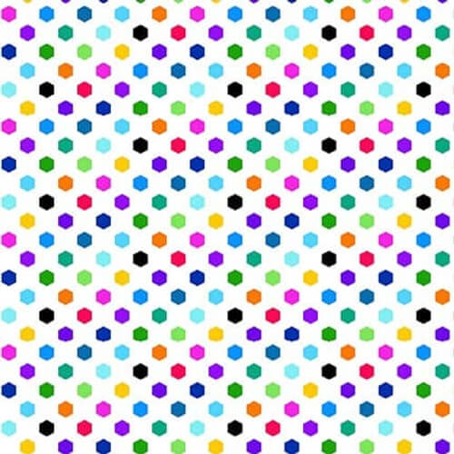 Cheerful and Colorful - Hexi Dots - White