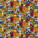 Away in a Manger - Allover Buildings - Blue