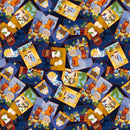 Away in a Manger - Nativity Squares Tossed - Blue