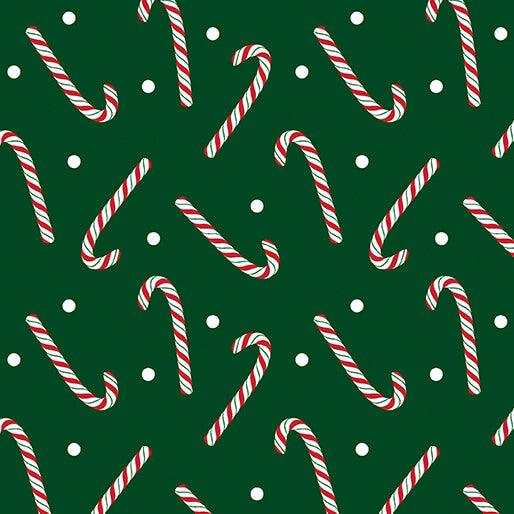 Country Christmas - Jolly Candy Canes - Dark Green