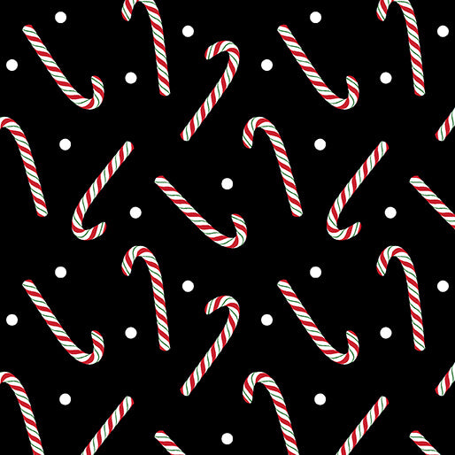 Country Christmas - Jolly Candy Canes - Black
