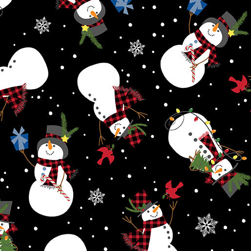 Country Christmas - Jolly Snowmen - Black