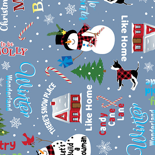 Country Christmas - Jolly Words - Slate Blue