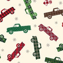 Holiday Farmhouse Plaid - Plaid Trucks - Cream