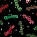 Holiday Farmhouse Plaid - Plaid Trucks - Black