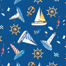 Sail Away - Lighthouses & Sailboats - Navy