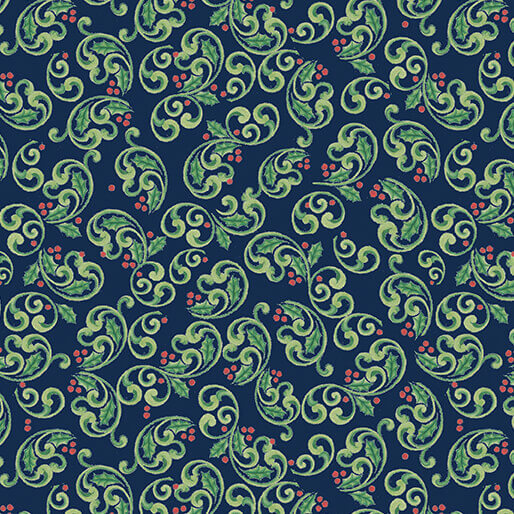 The Night Before Christmas - Berry Scroll - Navy