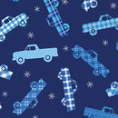 Winter Farm House Plaid - Plaid Trucks - Dark Blue