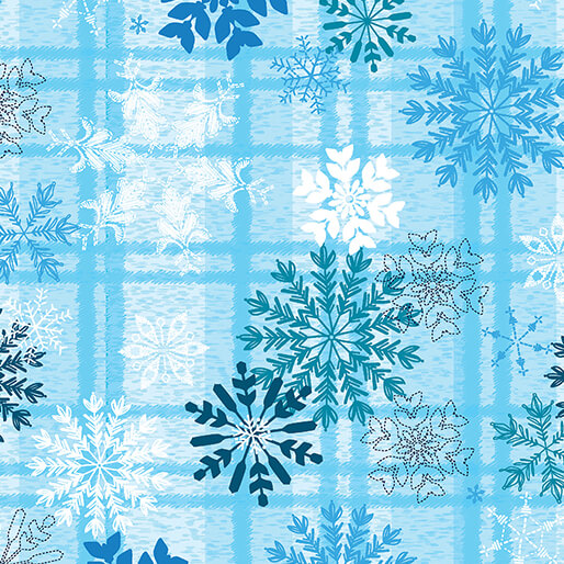 Winter Farm House Plaid - Snowflake Plaid - Light Blue