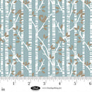 Winter Whispers - Tree Trunks with Birds & Squirrels - Medium Blue