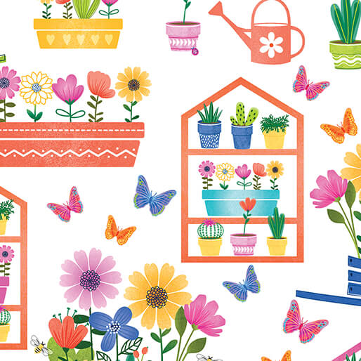 Love Grows Here - Flower Garden - White