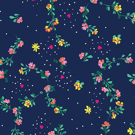 Love Grows Here - Floral Trellis - Navy