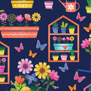 Love Grows Here - Flower Garden - Navy
