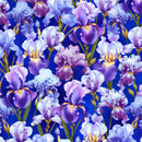 Deep Purple Irises Blissful Blooms Cotton 43"/44" Fabric Per Yard