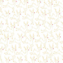 Deer Metallic White Gold Merry Mix 43"/44" Cotton Fabric Per Yard