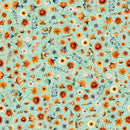 Dusty Aqua Ditzy Floral Harvest Hollow 44"/45" Cotton Fabric per yard