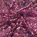 Shattered Glassed Metallic Foil Stretch Velvet Fabric