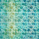 Grunge Floral Teal Evanescence Cotton 43/44" Fabric Per Yard