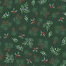 Evergreen Metallic Green Merry Mix 43"/44" Cotton Fabric Per Yard