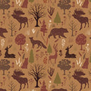 Flannel Into the Woods Animals Tan