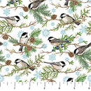 Chickadees Flannel - White