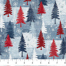 Village Folk Lt Blue Trees 45" Flannel Cotton Fabric per yard