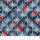 Village Folk Lt Blue Snowflake Grid 45" Flannel Cotton Fabric per yard