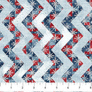 Village Folk Blue Chevron 45" Flannel Cotton Fabric per yard