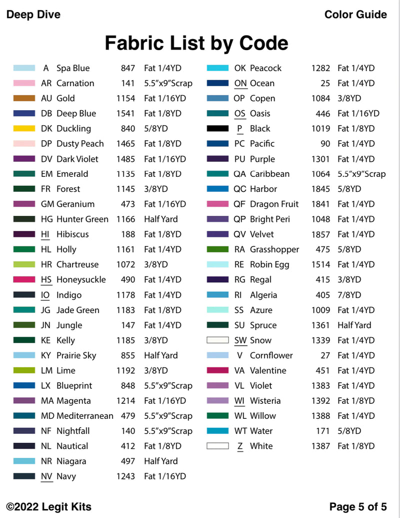 Colour Diving Code Deep Dive Pattern